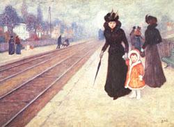 Georges D Espagnat The Suburban Railroad Station Norge oil painting art